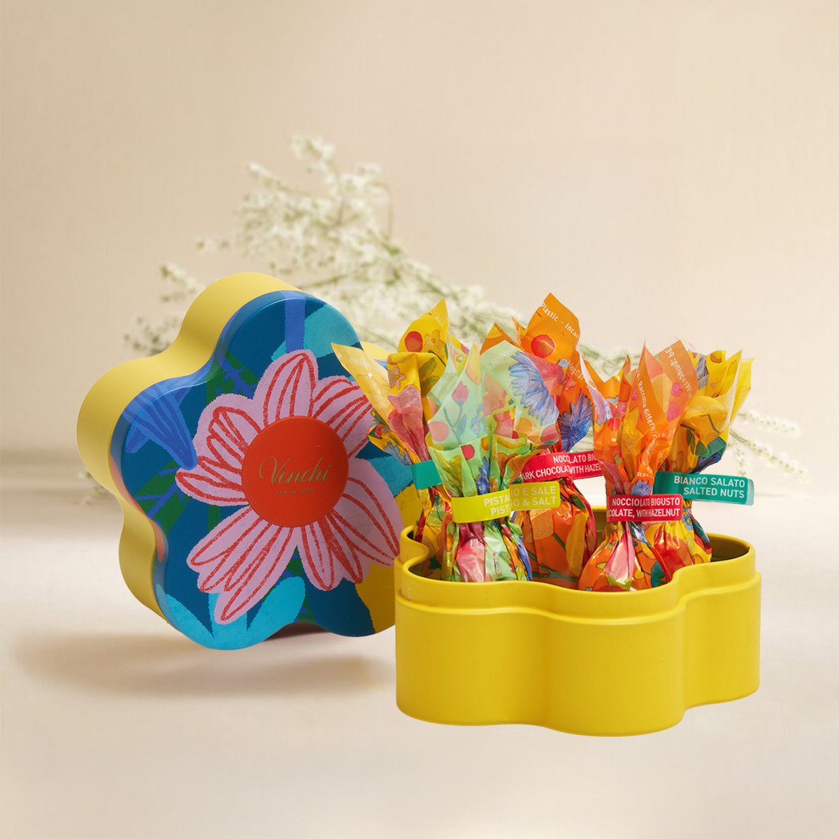 New】フラワー缶 ドルチェ フィオリトゥーラ 197181｜ヴェンキ｜Venchi